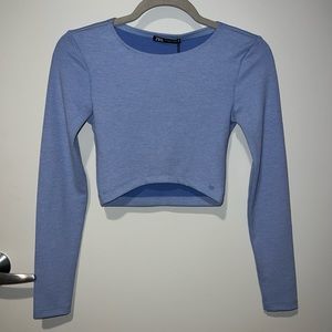 Light Blue Long Sleeve Crop Top- Small